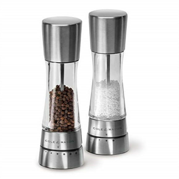 Cole & Mason Lincoln Duo Salt and Pepper Grinder Combo Acrylic Combination Mill Includes Premium Salt and Peppercorns 